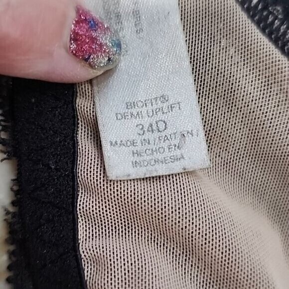 Victoria's Secret Bra Black Lace@ Hook Biolift Demi Uplift Women's 34D - Picture 6 of 7